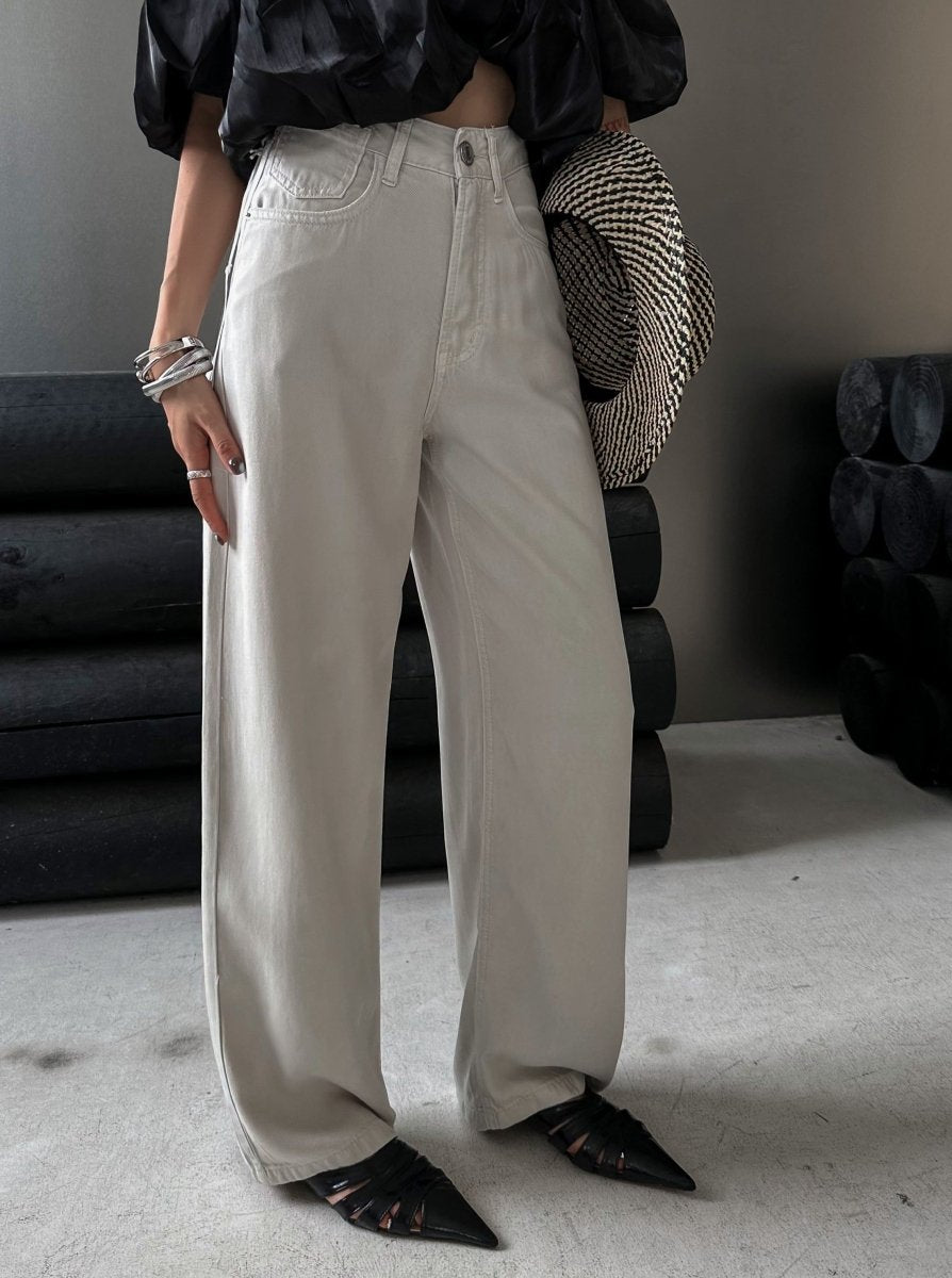 100%萊賽爾天絲闊腿牛仔褲-2色 - Moon Peach