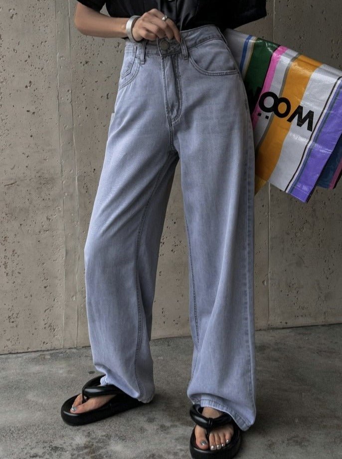 100%萊賽爾天絲闊腿牛仔褲-2色 - Moon Peach