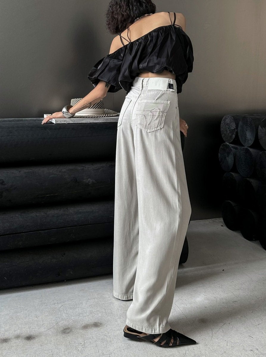 100%萊賽爾天絲闊腿牛仔褲-2色 - Moon Peach