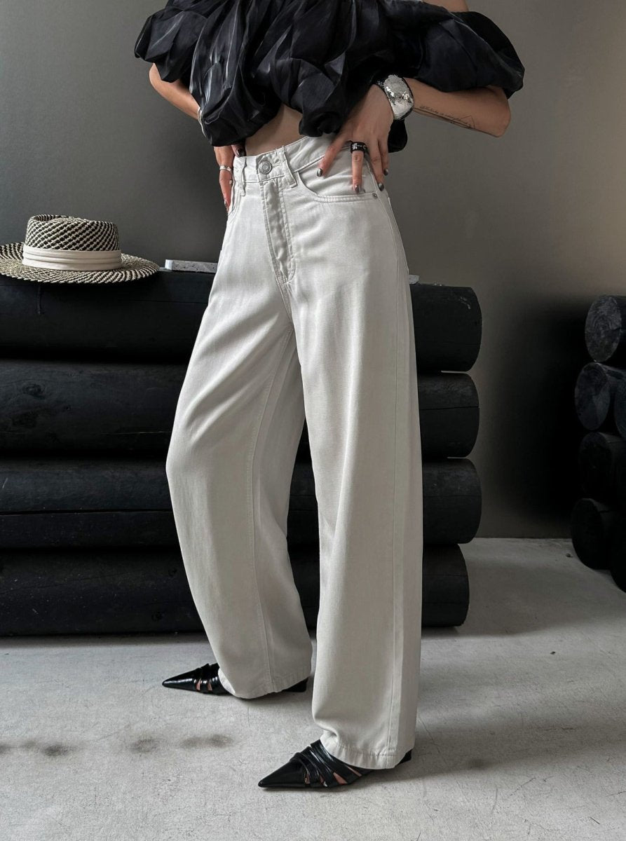 100%萊賽爾天絲闊腿牛仔褲-2色 - Moon Peach