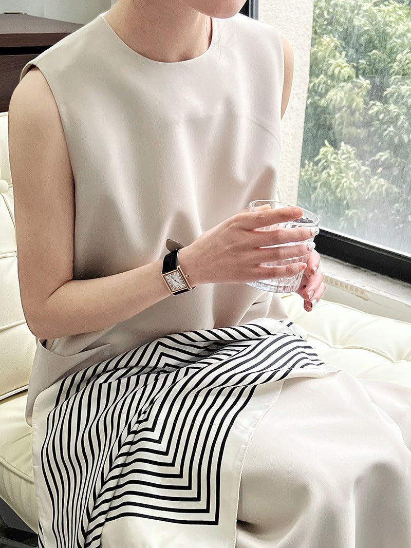 簡約通勤無袖西裝背心連衣裙-2色 - Moon Peach