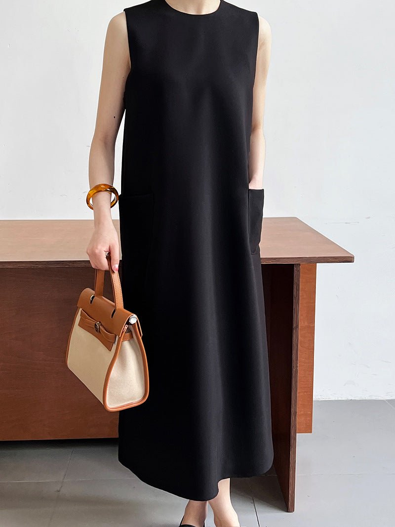 簡約通勤無袖西裝背心連衣裙-2色 - Moon Peach