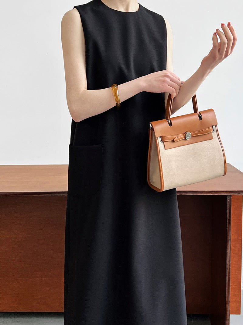 簡約通勤無袖西裝背心連衣裙-2色 - Moon Peach