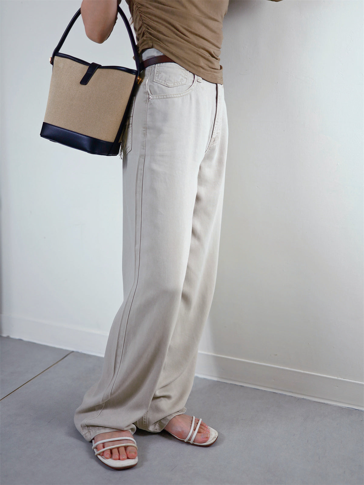 (48H出貨) 100%天絲夏季冰爽感闊腿牛仔褲-2色