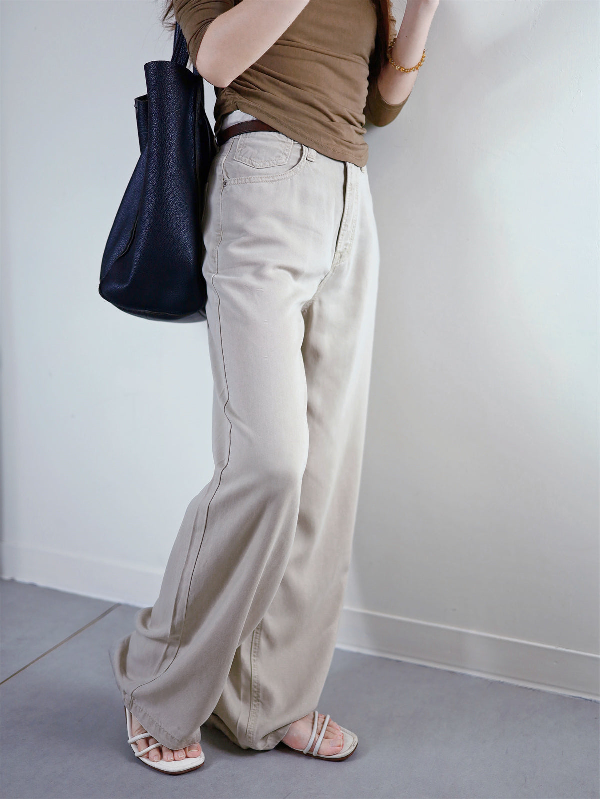 (48H出貨) 100%天絲夏季冰爽感闊腿牛仔褲-2色