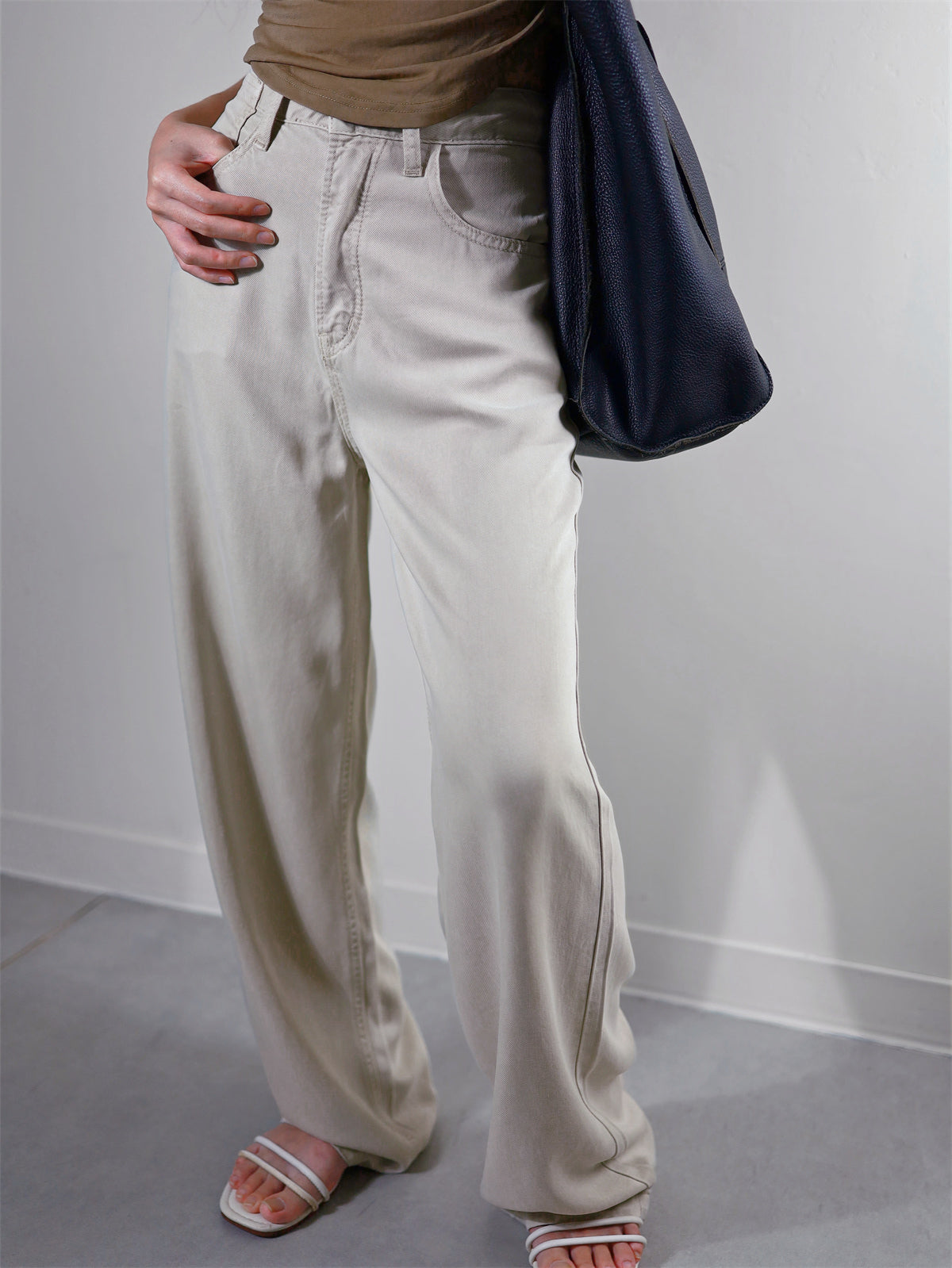 (48H出貨) 100%天絲夏季冰爽感闊腿牛仔褲-2色