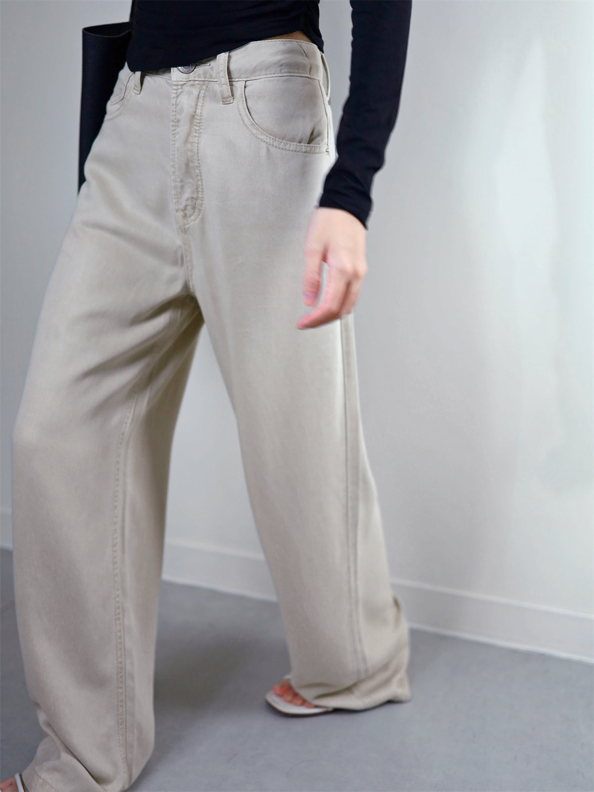 (48H出貨) 100%天絲夏季冰爽感闊腿牛仔褲-2色