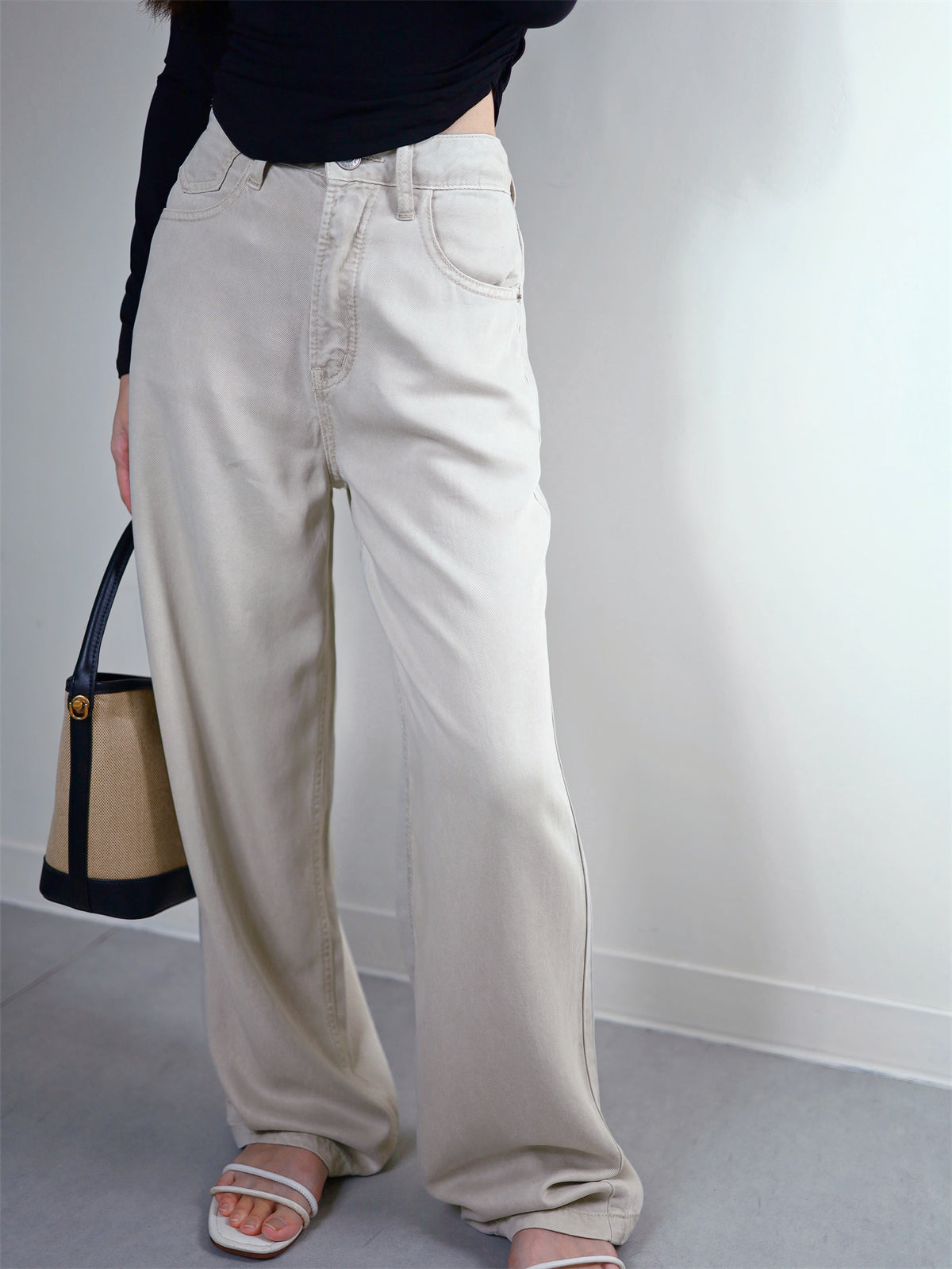 (48H出貨) 100%天絲夏季冰爽感闊腿牛仔褲-2色