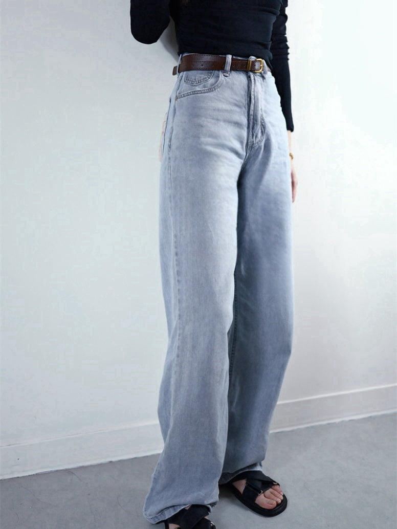 (48H出貨) 100%天絲夏季冰爽感闊腿牛仔褲-2色