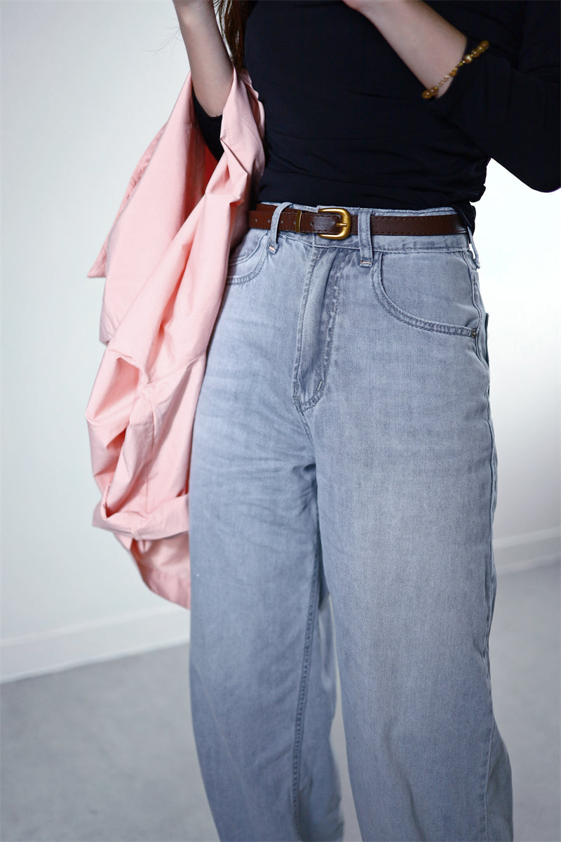 (48H出貨) 100%天絲夏季冰爽感闊腿牛仔褲-2色