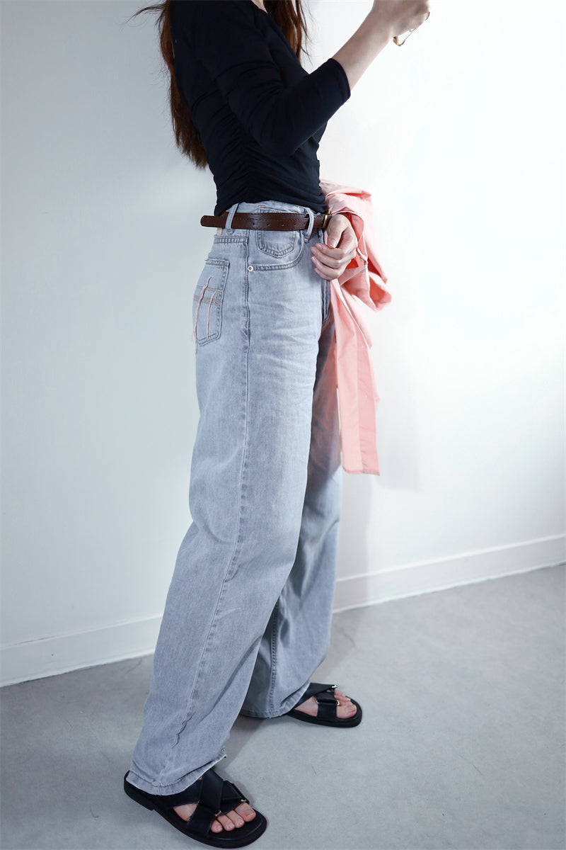 (48H出貨) 100%天絲夏季冰爽感闊腿牛仔褲-2色