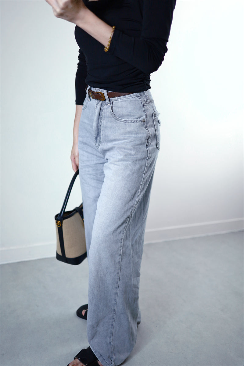 (48H出貨) 100%天絲夏季冰爽感闊腿牛仔褲-2色