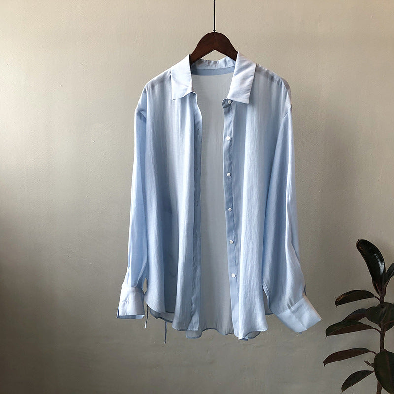 (48H出貨)韓版輕薄寬鬆綁帶設計防曬開衫-5色