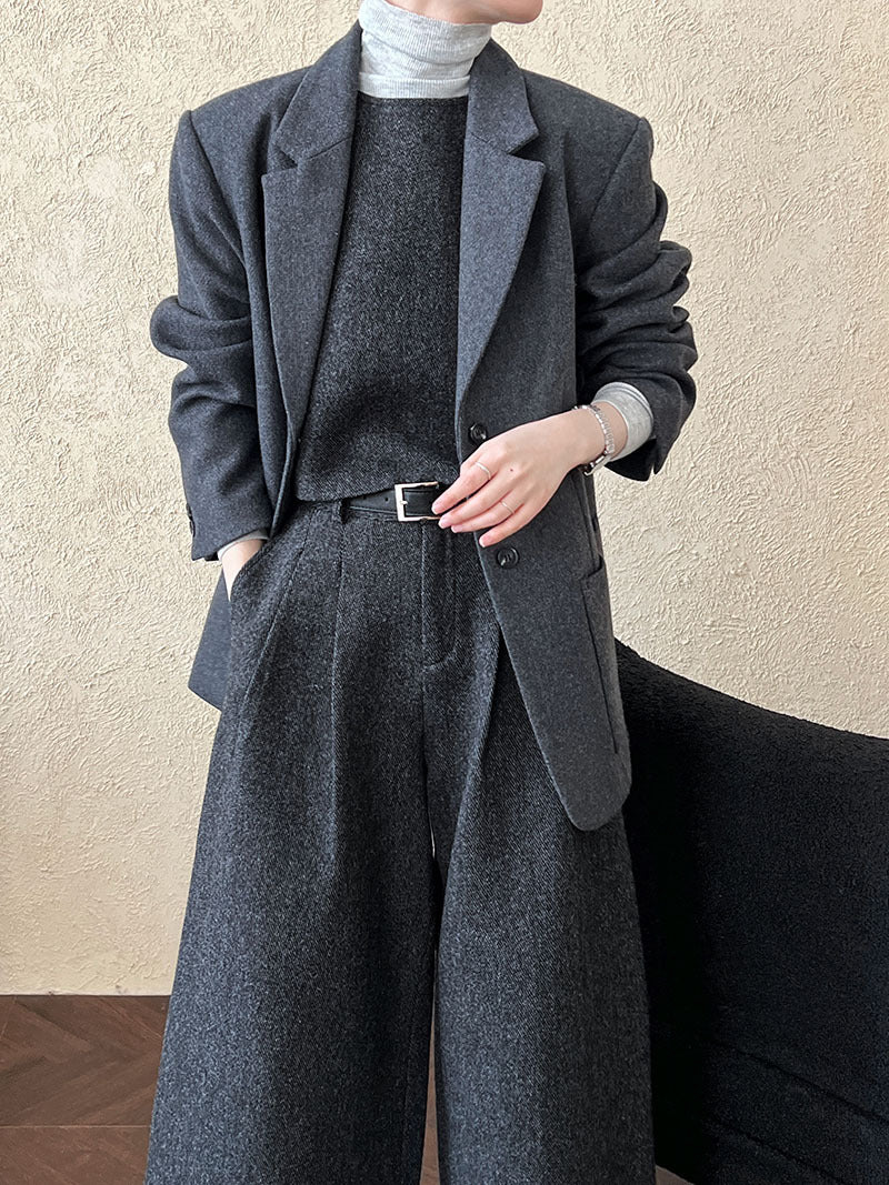 韓版50%羊毛闊氣大版西裝外套-2色