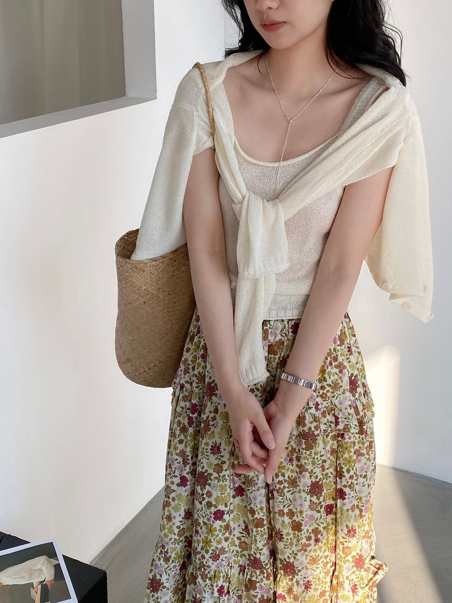 韓系簡約設計感吊帶背心+慵懶針織開衫-兩件式套裝-5色