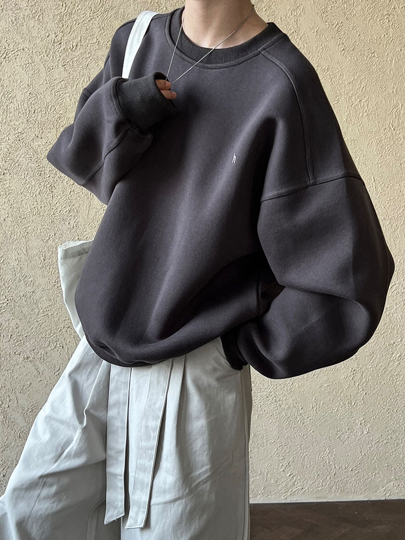 慵懶加絨加厚字母刺繡衛衣-4色