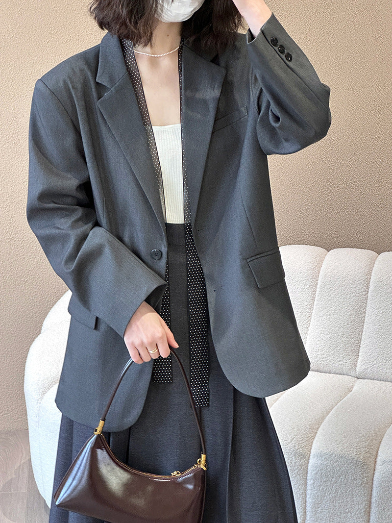 韓版氣質設計感高級西服外套-2色