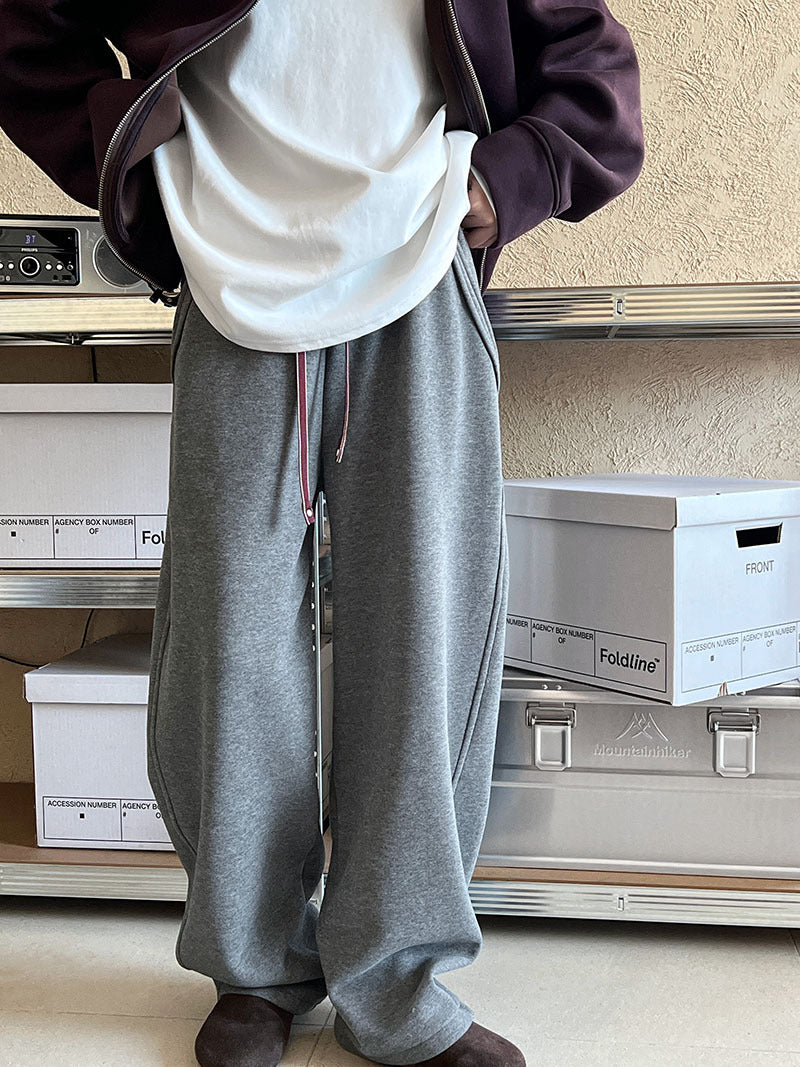 美式加厚適鬆緊腰抽繩彎刀衛褲-2色