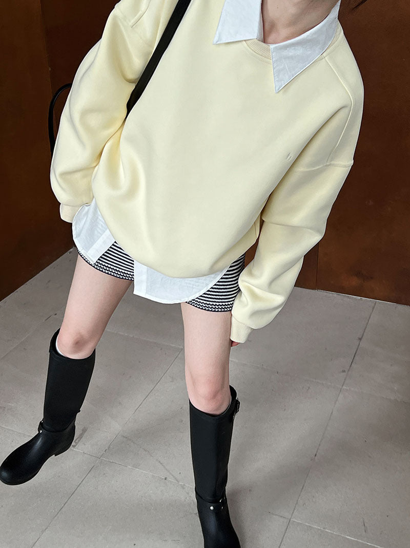 慵懶加絨加厚字母刺繡衛衣-4色
