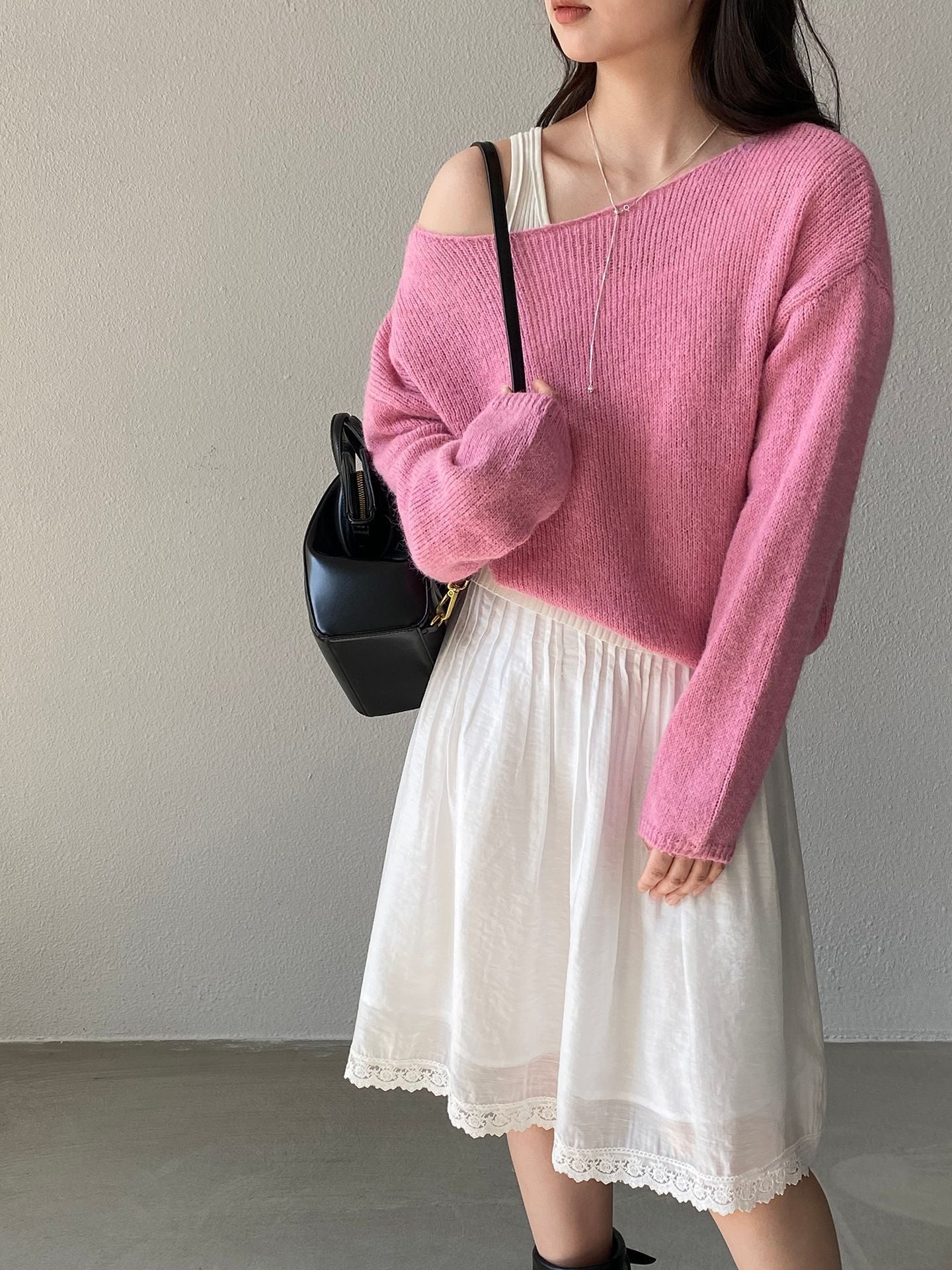 韓系慵懶風燈籠袖圓領套頭針織衫-5色