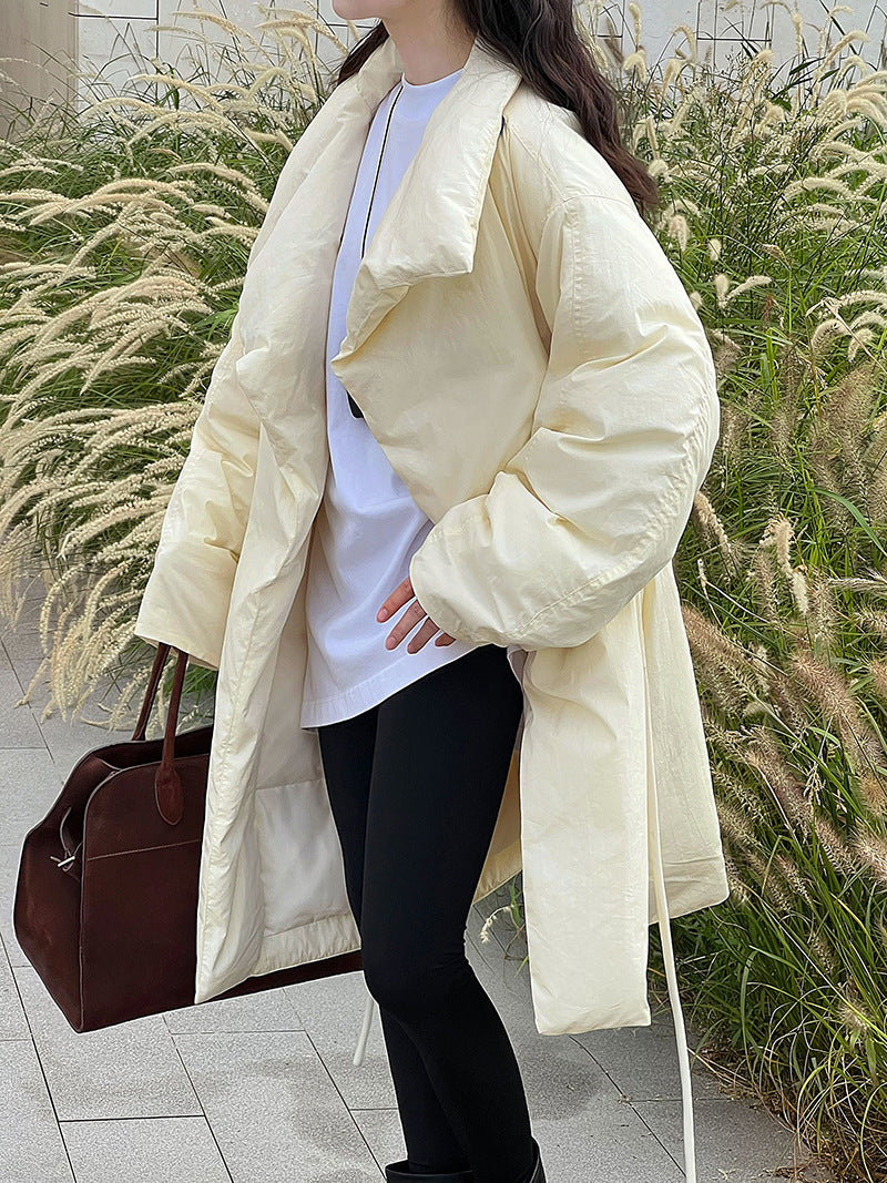 韓版90%白鴨絨立領設計感保暖羽絨外套-2色