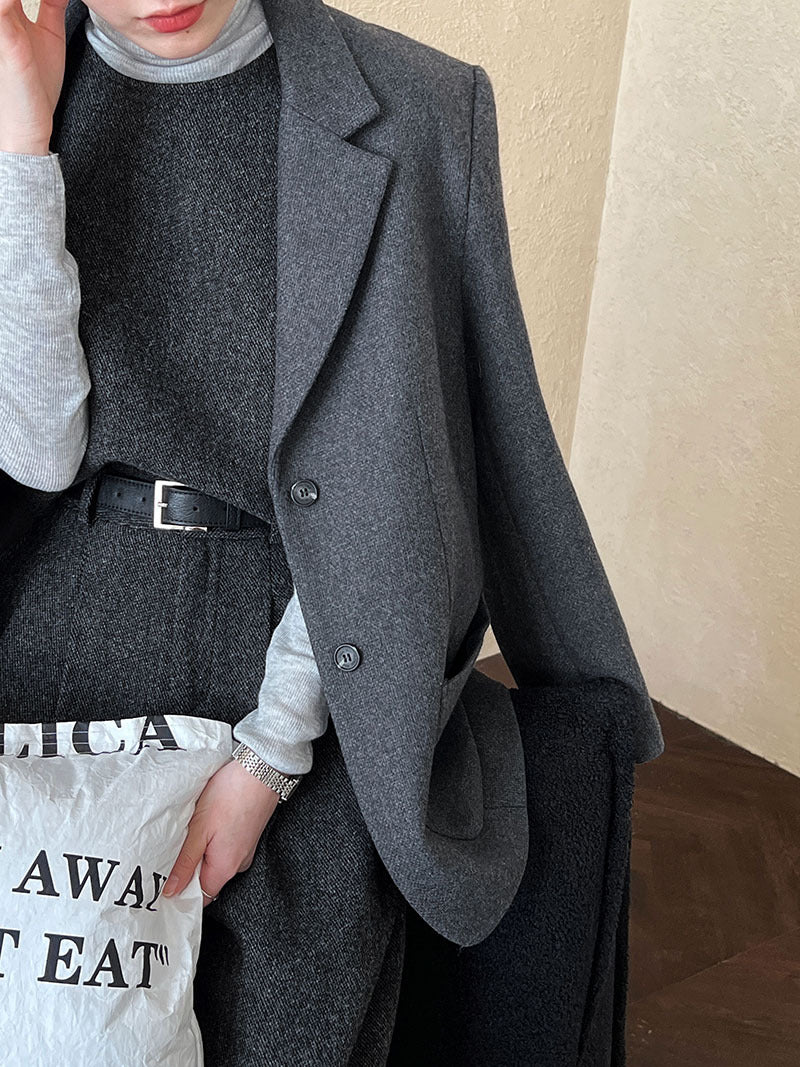 韓版50%羊毛闊氣大版西裝外套-2色