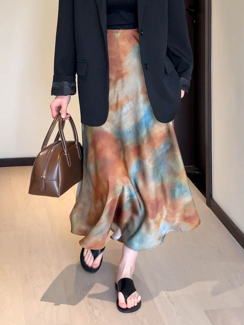 文藝質感暈染漸變半身裙