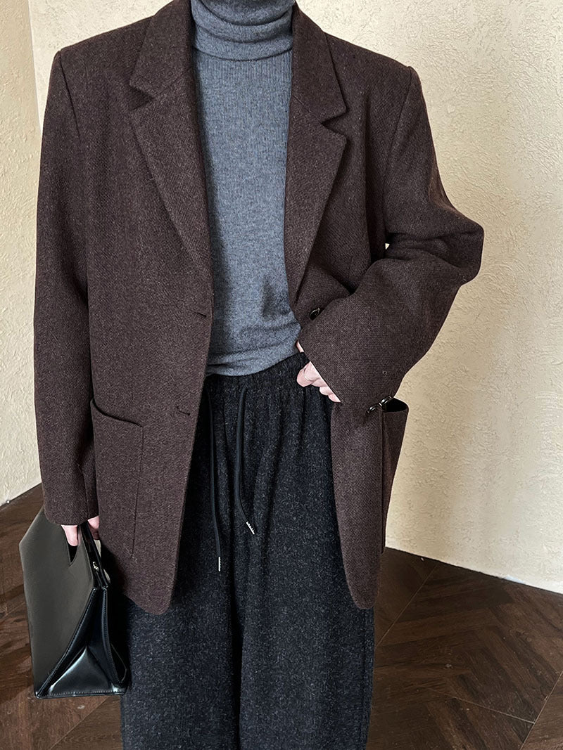 韓版50%羊毛闊氣大版西裝外套-2色