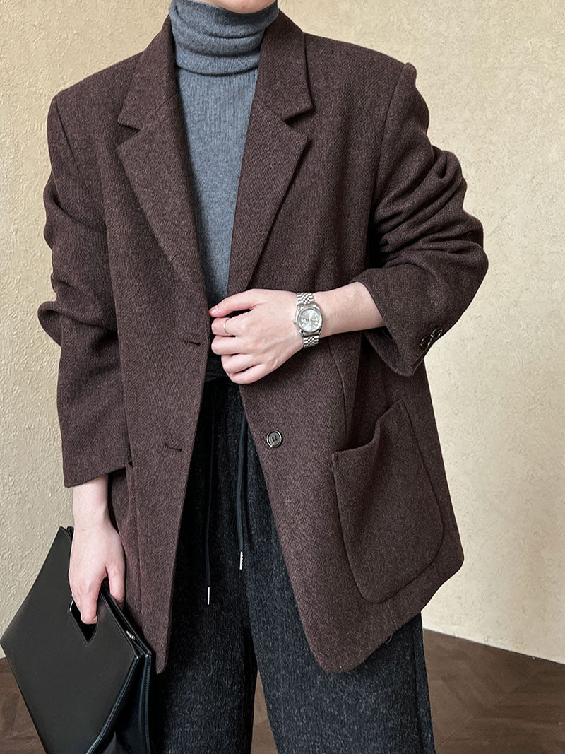 韓版50%羊毛闊氣大版西裝外套-2色