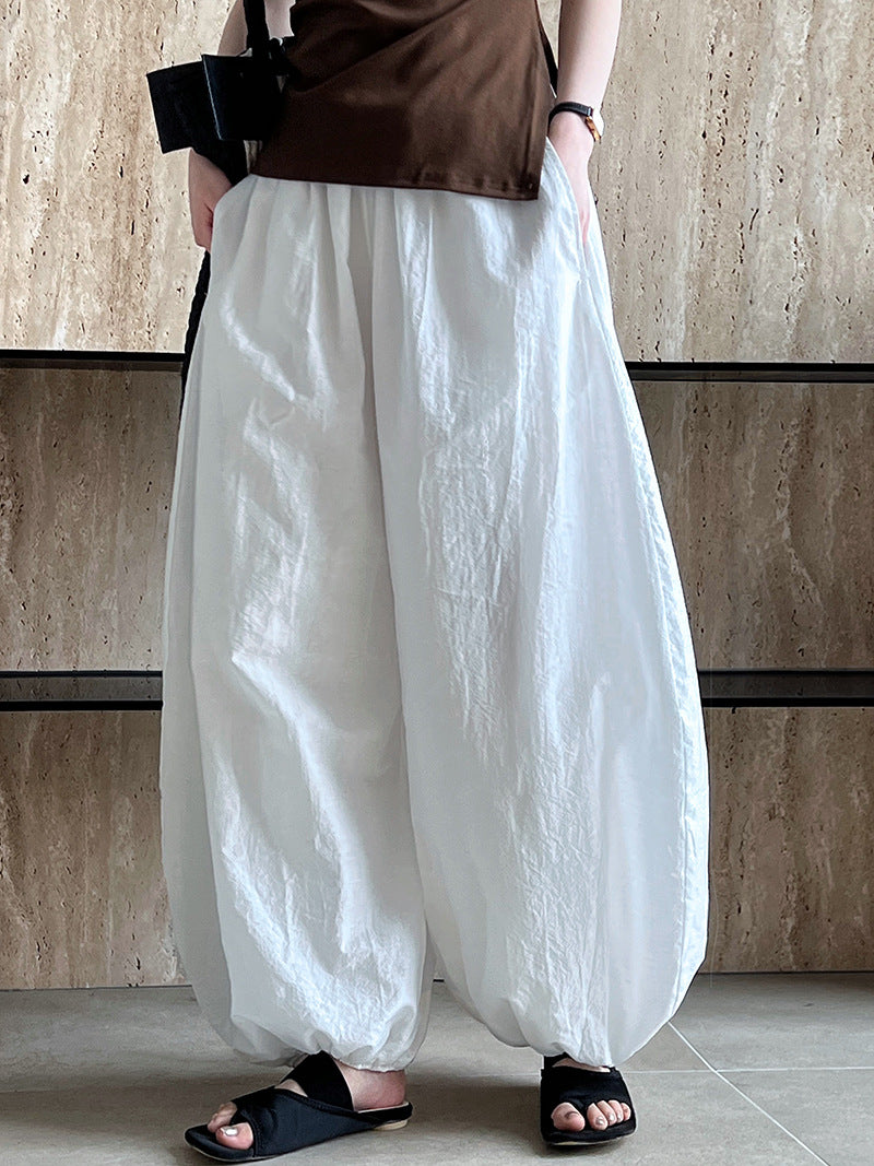 透氣棉~ 山本寬鬆燈籠設計感花苞褲-2色