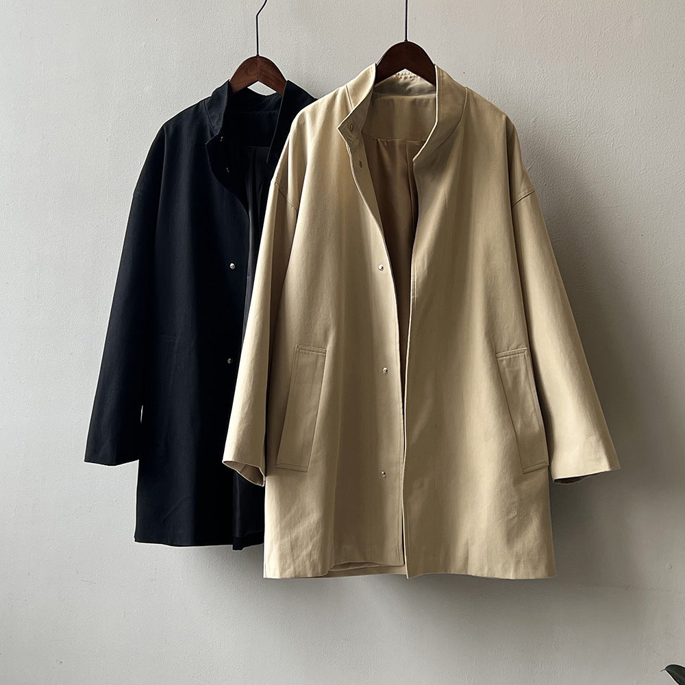 春夏日系工裝立領風衣外套-2色