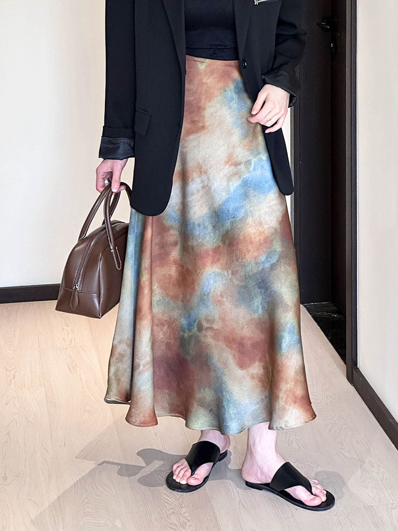 文藝質感暈染漸變半身裙