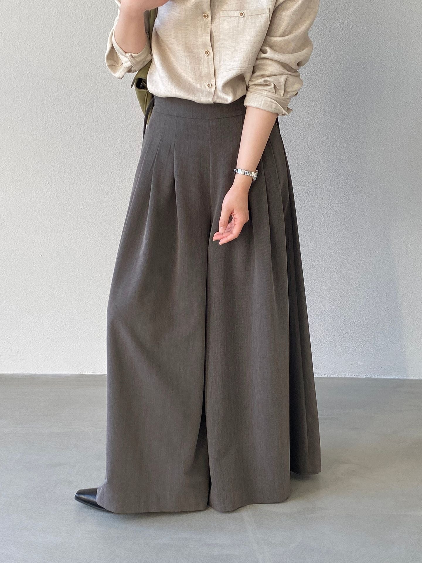 韓系氣質垂感顯瘦高腰西裝闊腿褲-2色