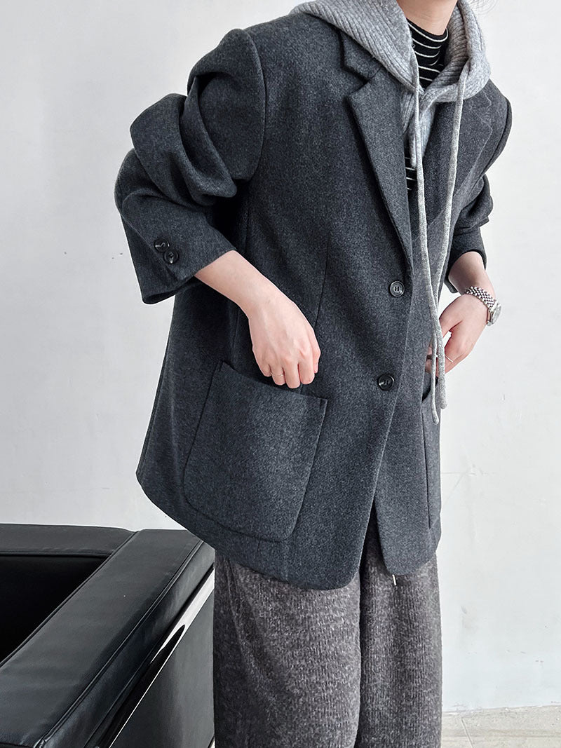 韓版50%羊毛闊氣大版西裝外套-2色