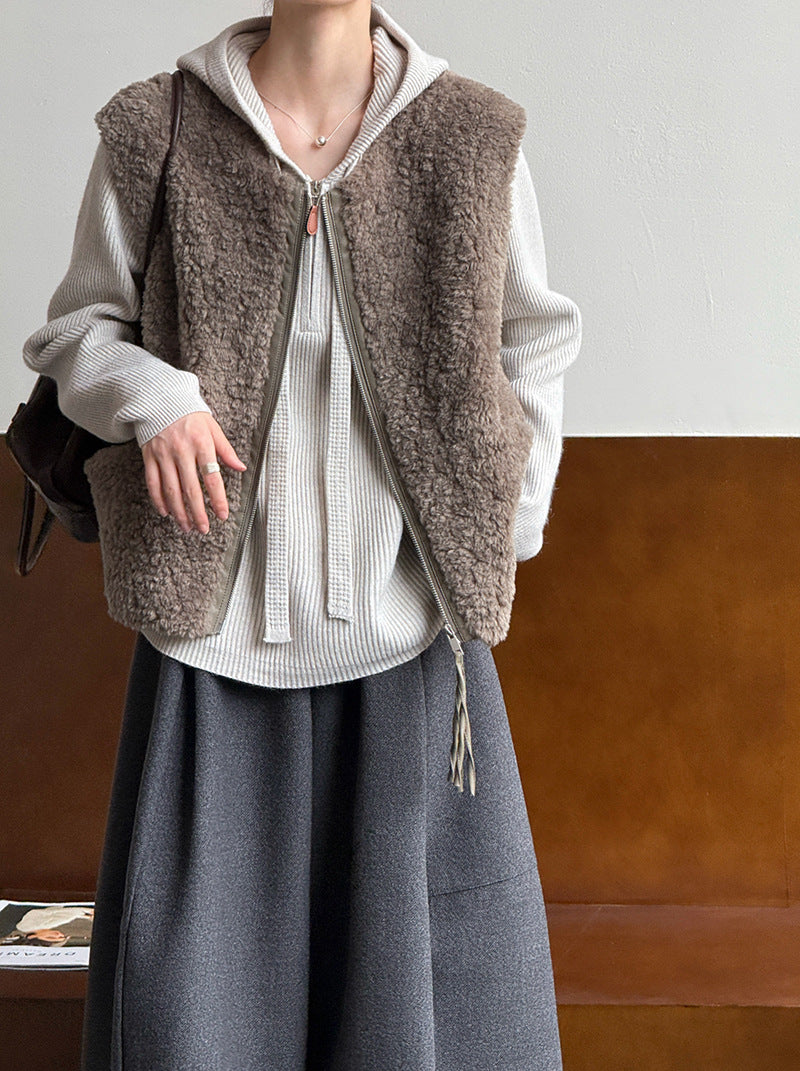 韓系毛絨絨高級感寬鬆背心馬甲-3色