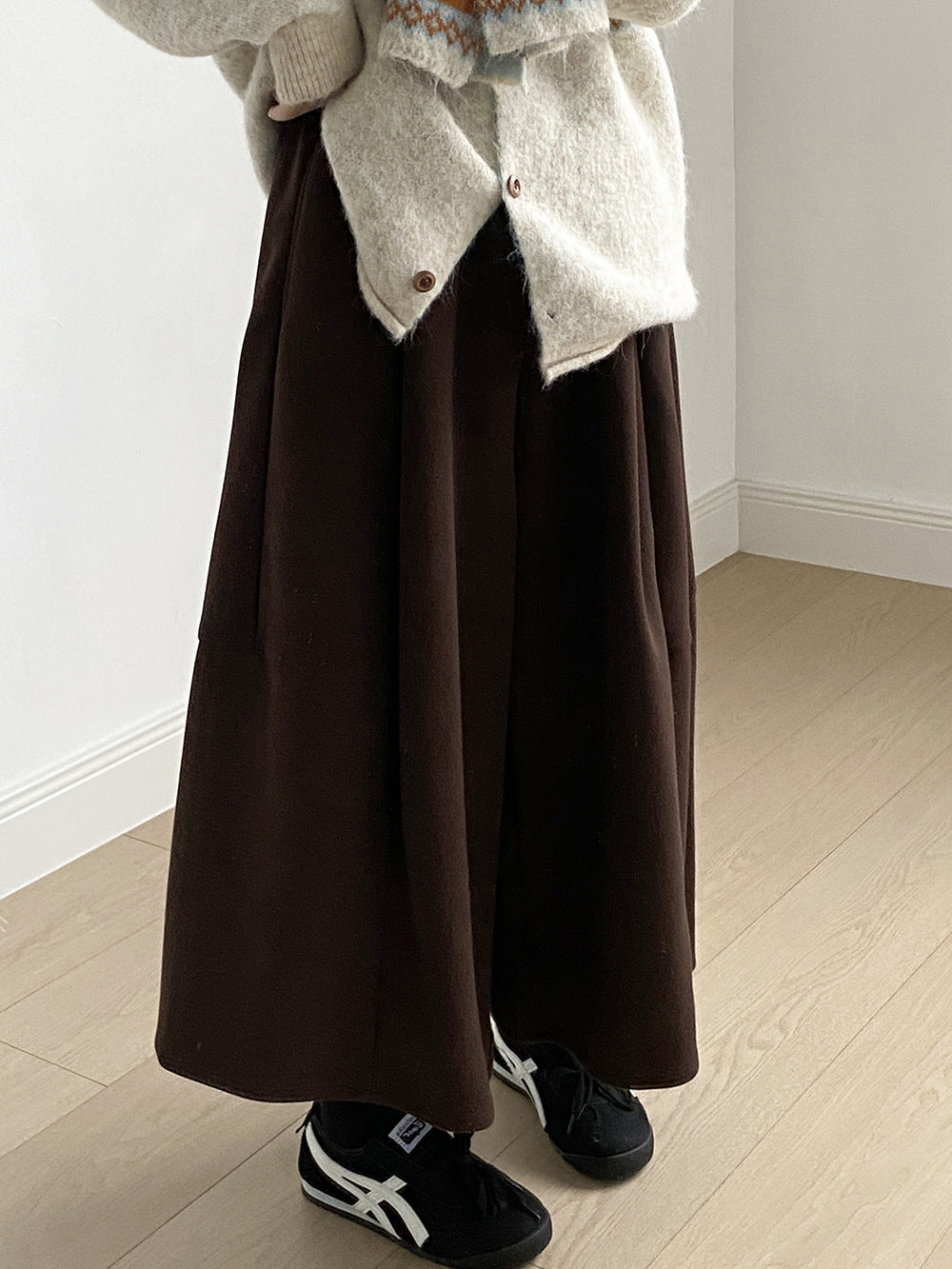 (48H出貨)韓系鬆緊腰抽繩軟糯闊腿氣球褲-4色