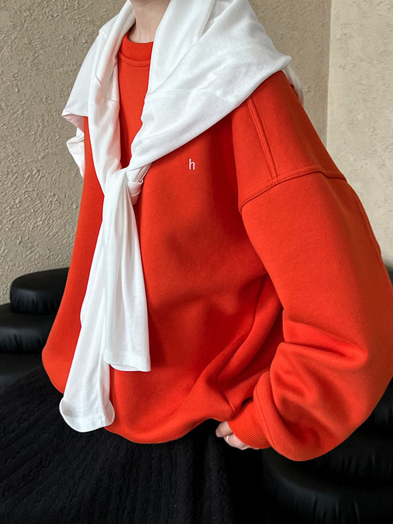 慵懶加絨加厚字母刺繡衛衣-4色