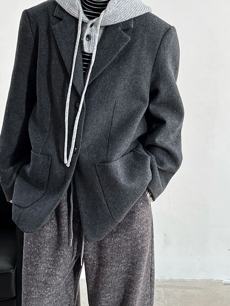 韓版50%羊毛闊氣大版西裝外套-2色