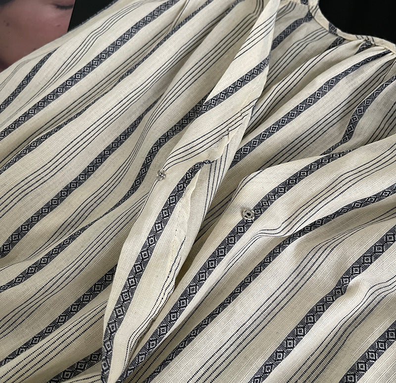(48H出貨)氣質條紋V領顯瘦短款無袖上衣