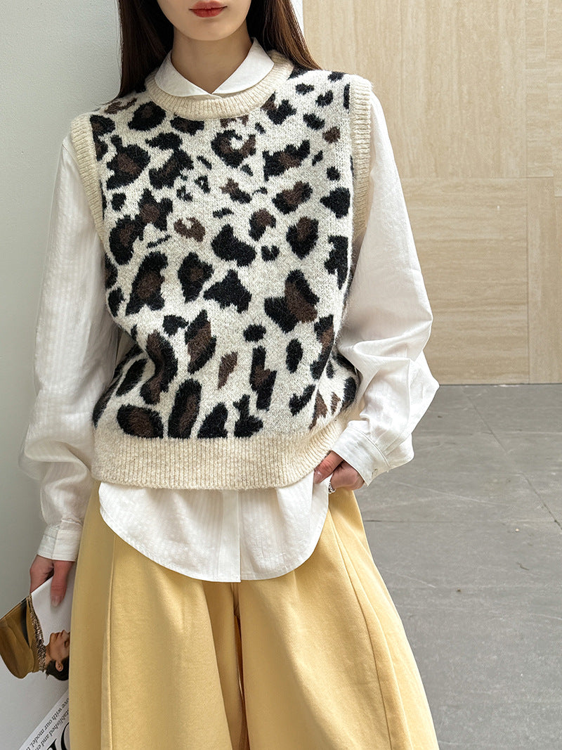韓系斑點立體無袖針織背心毛衣-2色