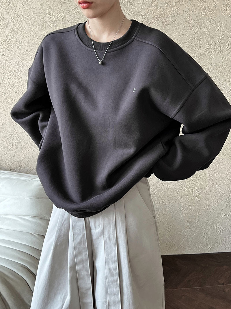慵懶加絨加厚字母刺繡衛衣-4色