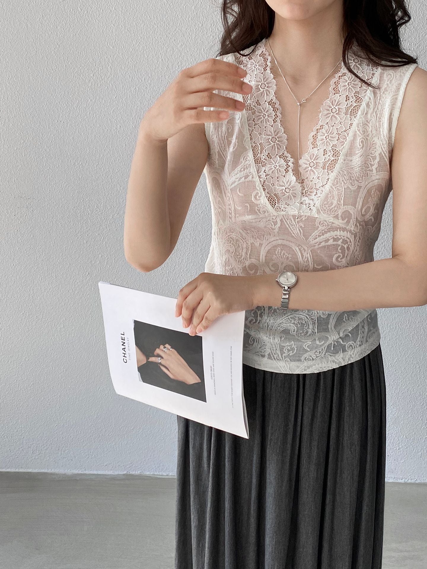 韓系簡約V領超美內搭蕾絲背心-2色