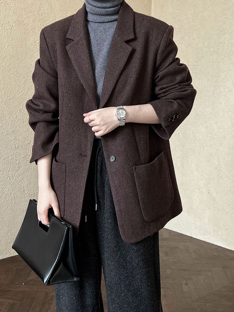 韓版50%羊毛闊氣大版西裝外套-2色