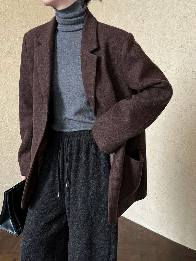 韓版50%羊毛闊氣大版西裝外套-2色
