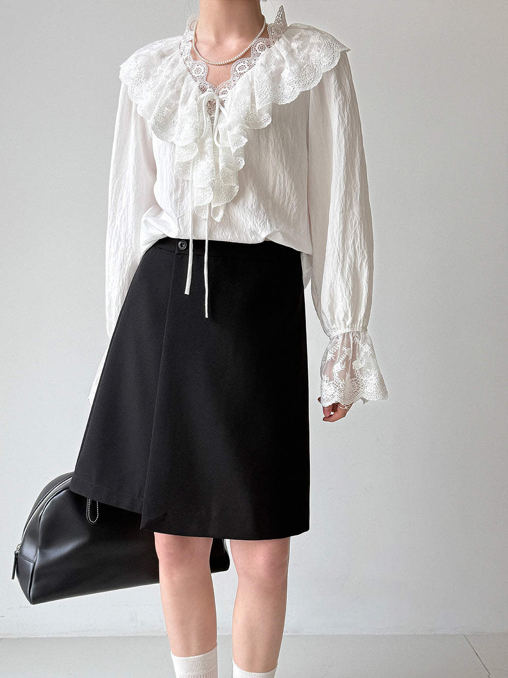 韓版顯瘦不對稱小個子西裝短裙-2色