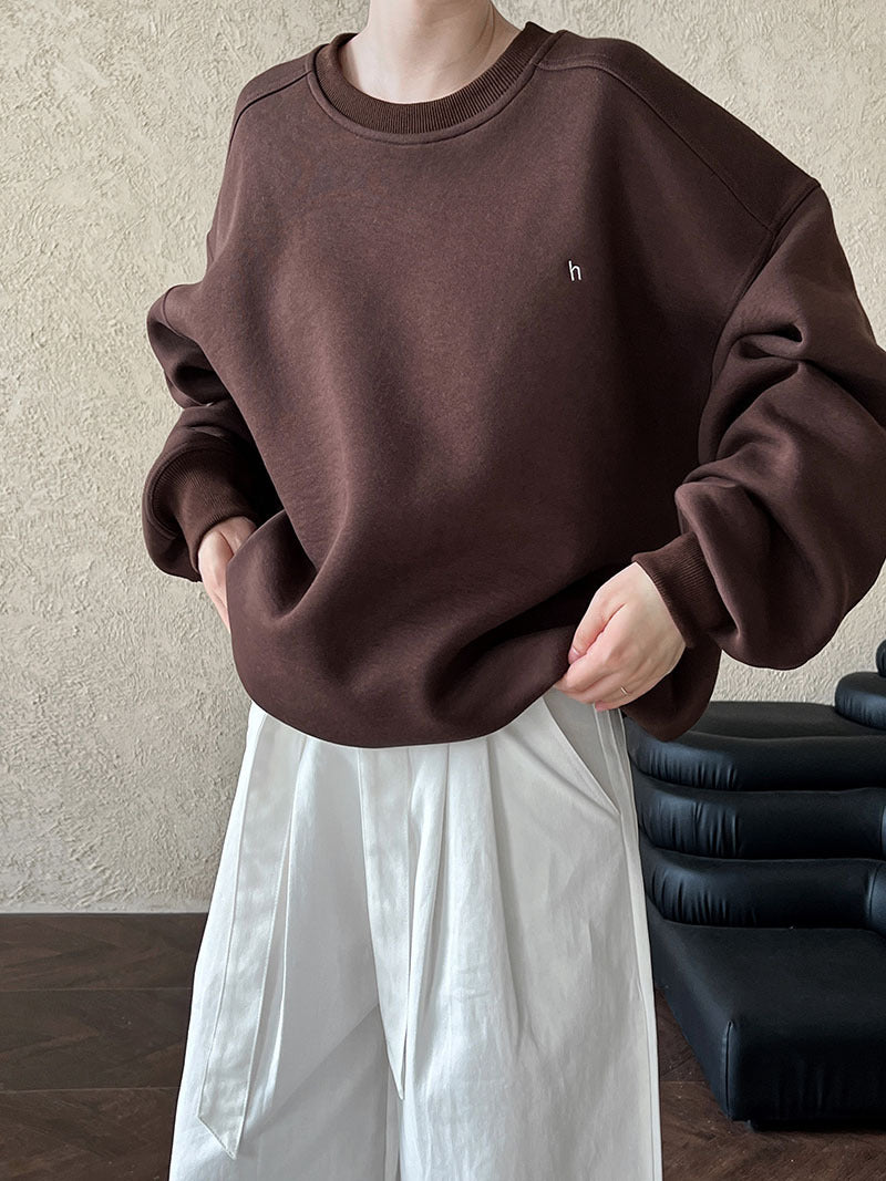 慵懶加絨加厚字母刺繡衛衣-4色