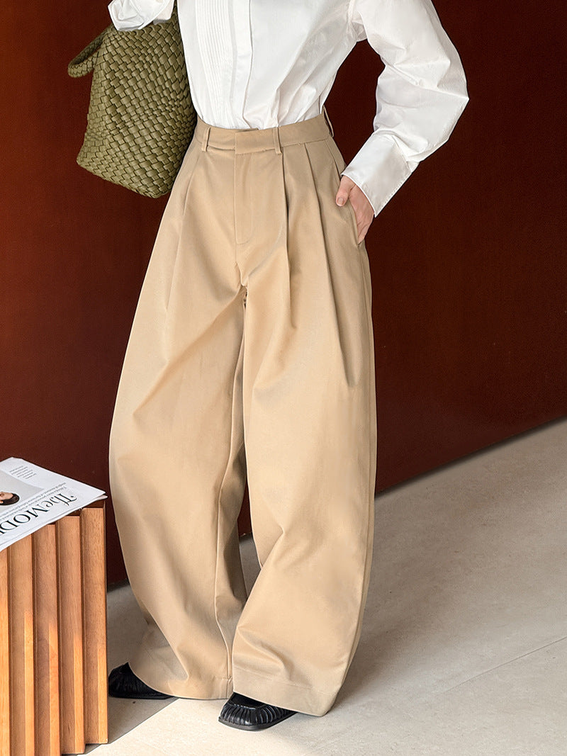韓系高腰垂感休閒顯瘦西裝闊腿褲-3色