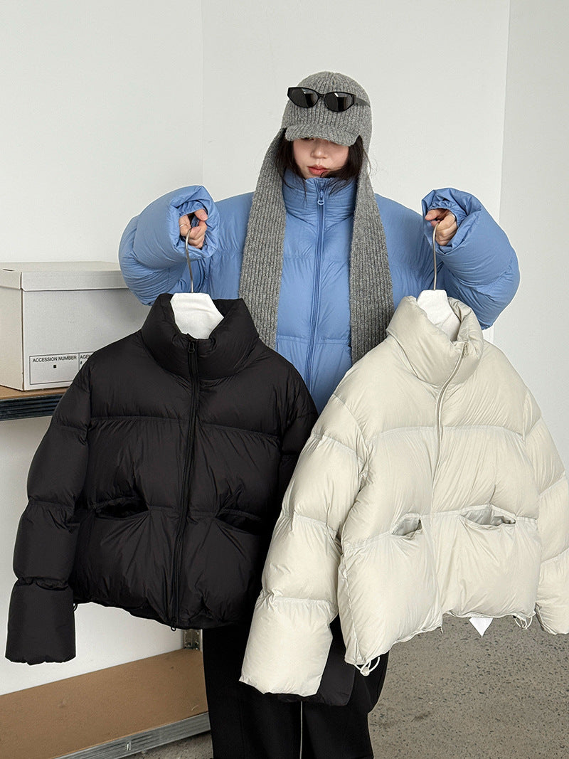 韓版90%白鴨絨立領泡芙羽絨外套-3色