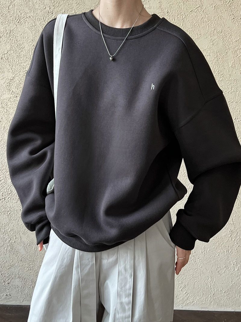 慵懶加絨加厚字母刺繡衛衣-4色