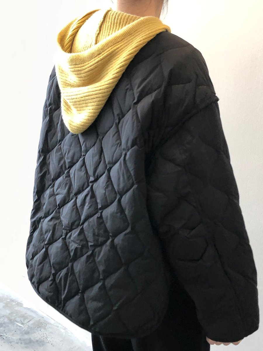 白鴨絨無領羽絨輕薄菱格保暖外套-3色 - Moon Peach